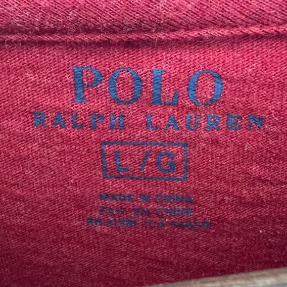 Polo Ralph Lauren Men L Long Sleeve Crew Neck T Shirt Red Dark Gray Lot 2 Cotton - Picture 7 of 16